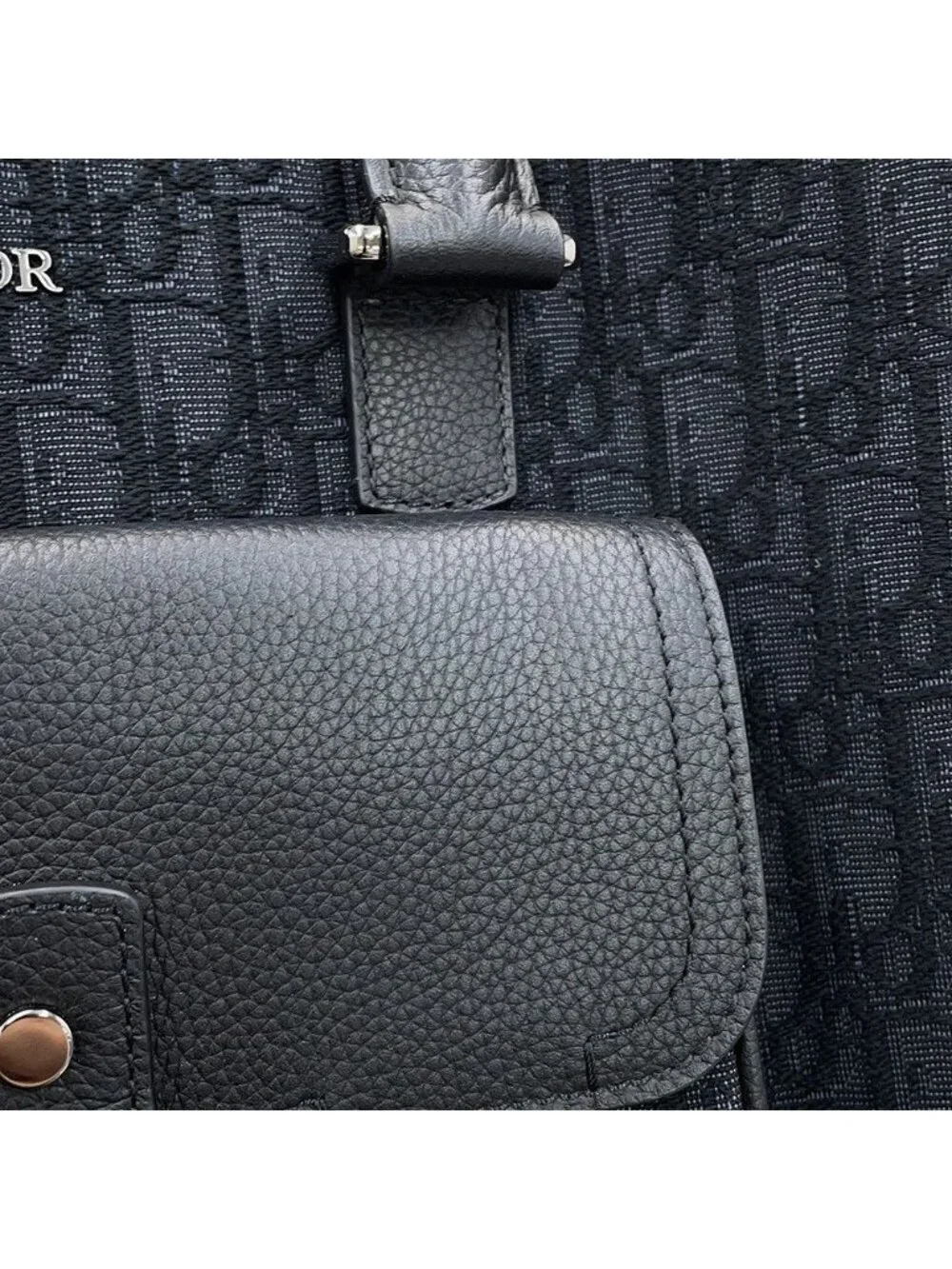Dior Tote Bag Oblique Jacquard Saddle Trotter Black 2-Way